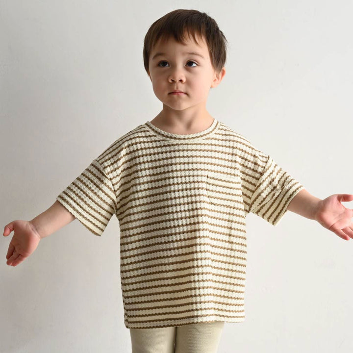 【春夏上衣】粗條紋 華夫格上衣