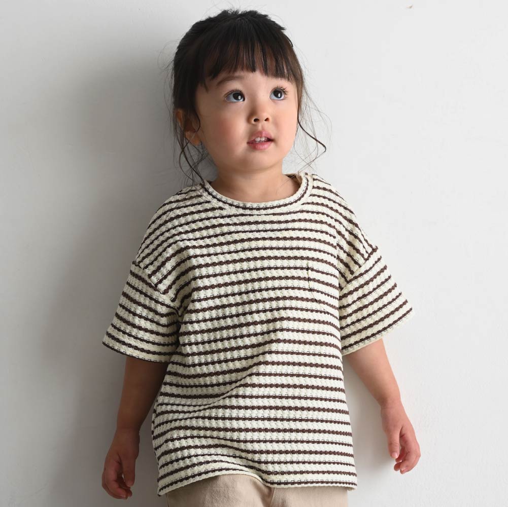 【春夏上衣】粗條紋 華夫格上衣