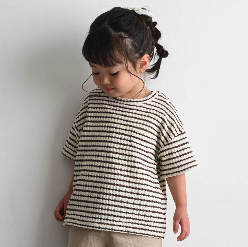 【春夏上衣】粗條紋 華夫格上衣