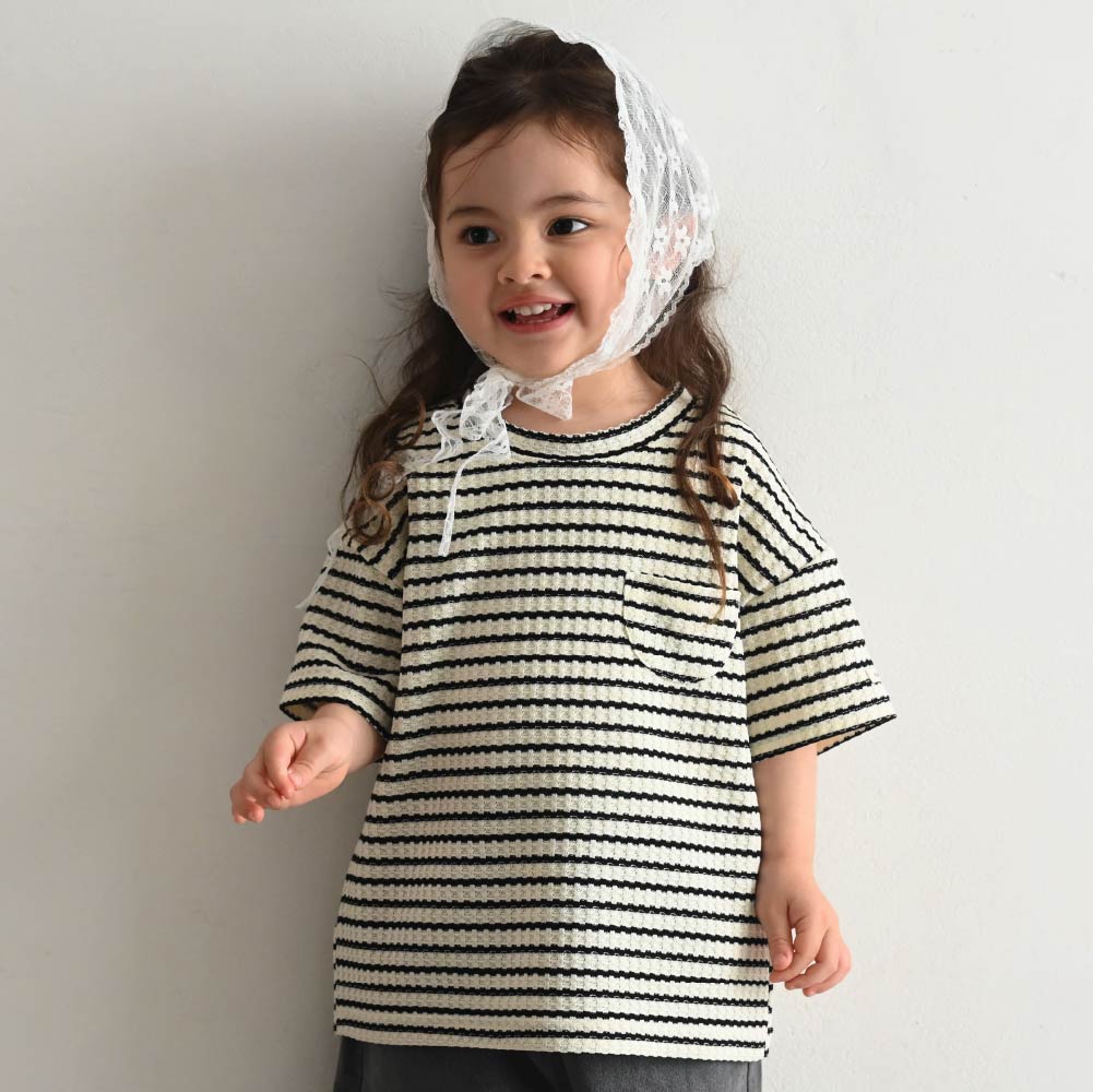 【春夏上衣】粗條紋 華夫格上衣