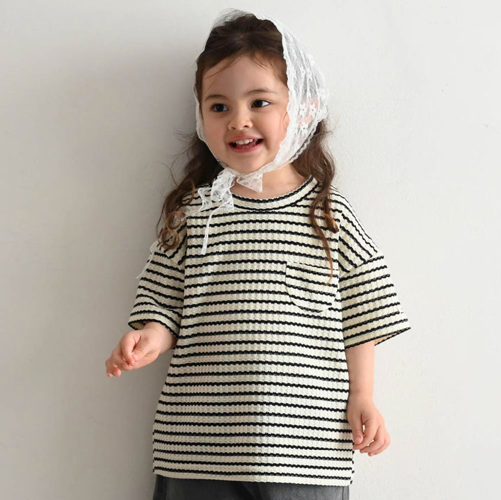 【春夏上衣】粗條紋 華夫格上衣