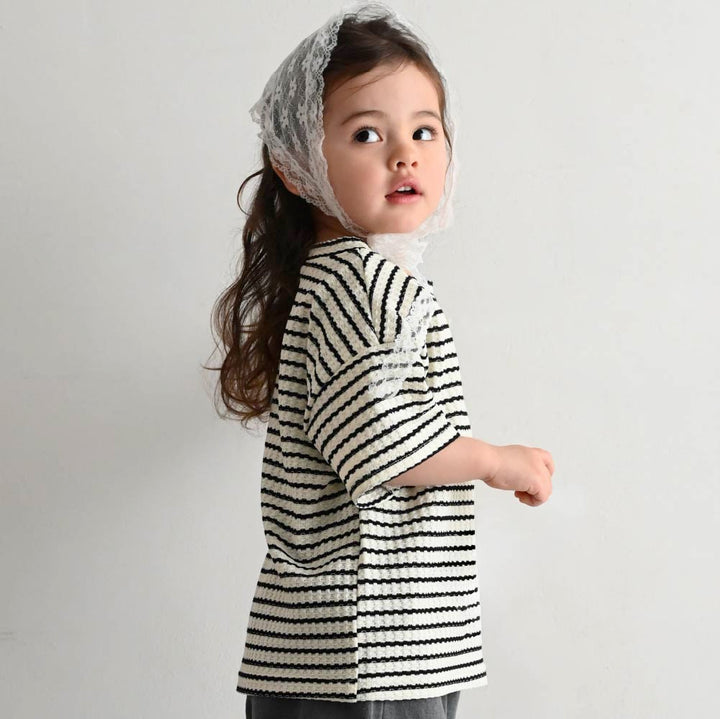 【春夏上衣】粗條紋 華夫格上衣