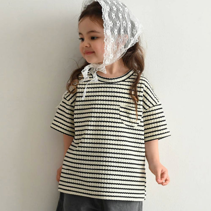 【春夏上衣】粗條紋 華夫格上衣