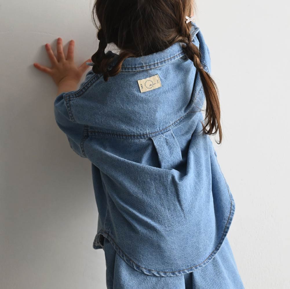 【春夏上衣】翻領丹寧短袖襯衫