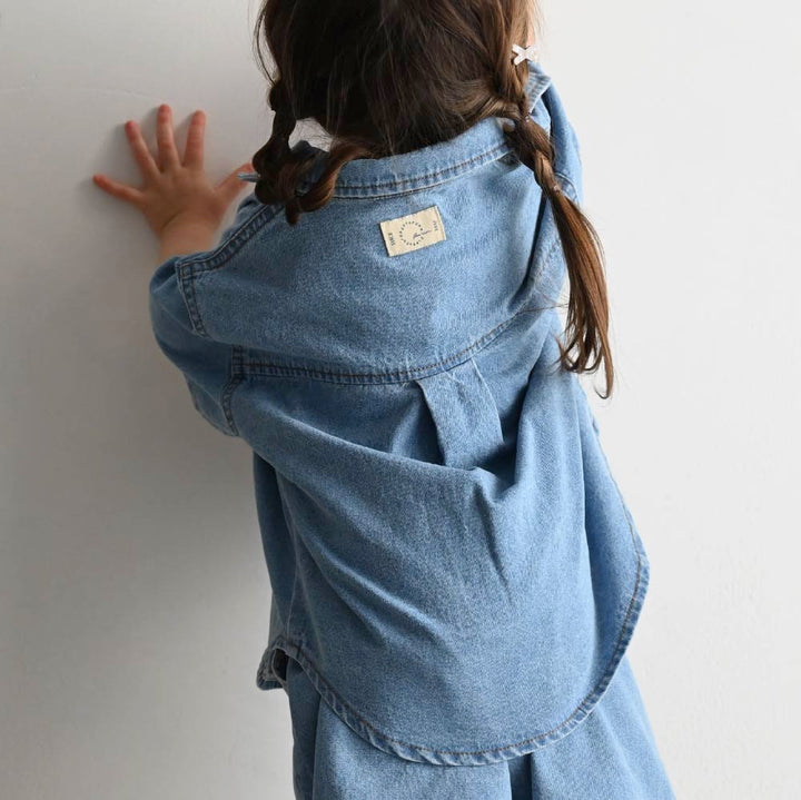 【春夏上衣】翻領丹寧短袖襯衫