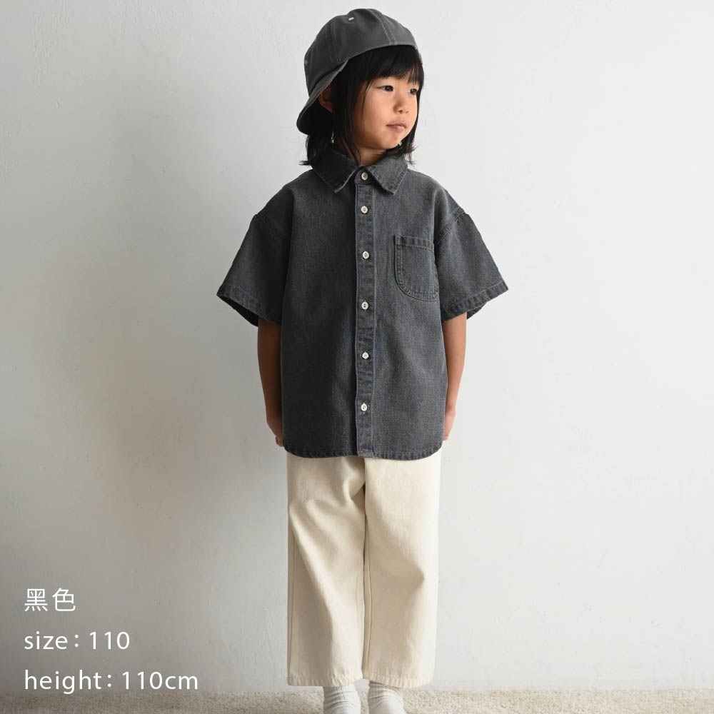 【春夏上衣】翻領丹寧短袖襯衫