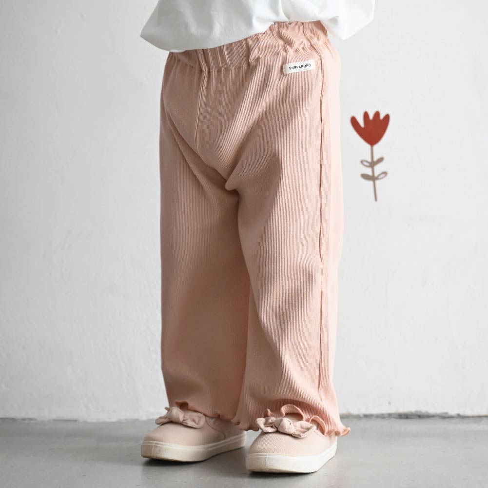 【春夏系列】荷葉邊羅紋長褲