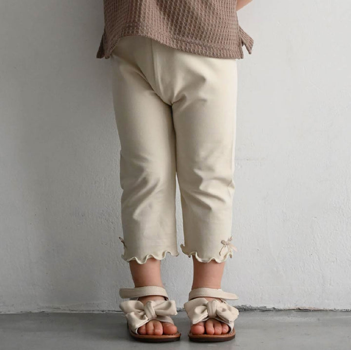 【春夏褲子】甜美荷葉邊 七分內搭褲