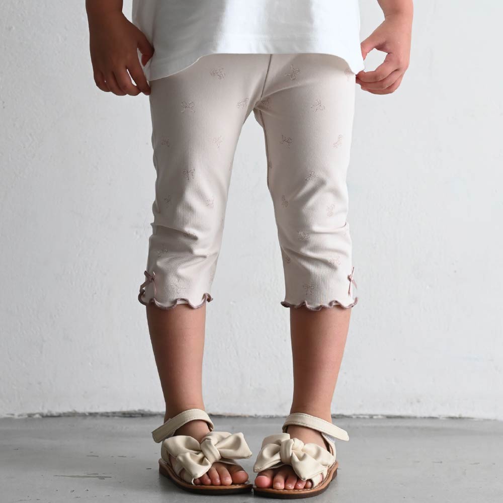 【春夏褲子】甜美荷葉邊 七分內搭褲