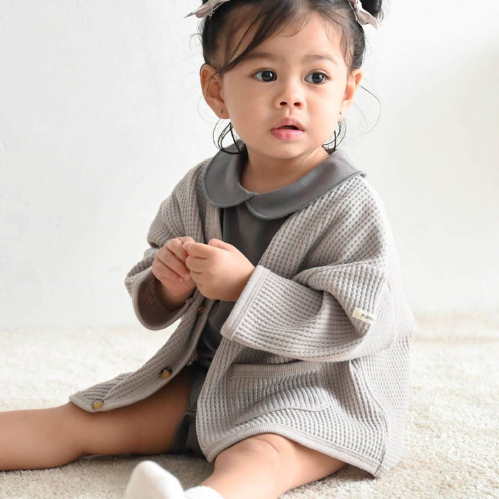 【春夏系列】蓬鬆華夫格 開襟外套