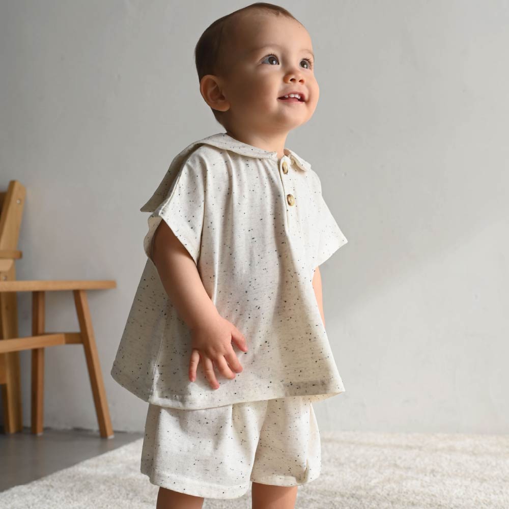 【春夏套裝】彩點水手領短袖套裝