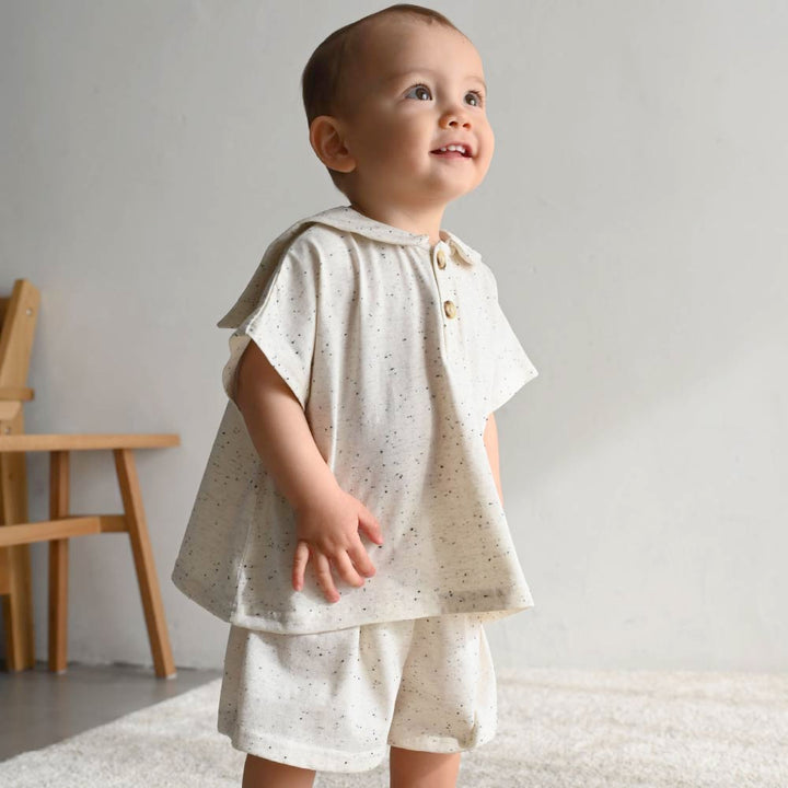 【春夏套裝】彩點水手領短袖套裝