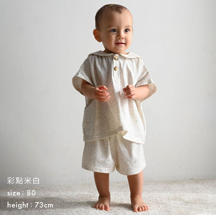 【春夏套裝】彩點水手領短袖套裝