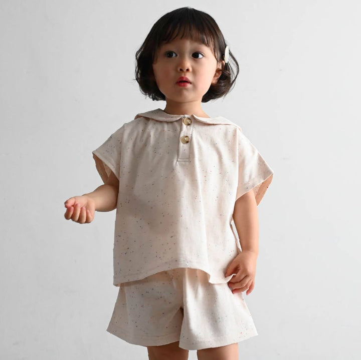 【春夏套裝】彩點水手領短袖套裝