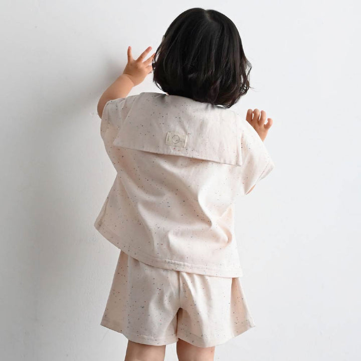 【春夏套裝】彩點水手領短袖套裝