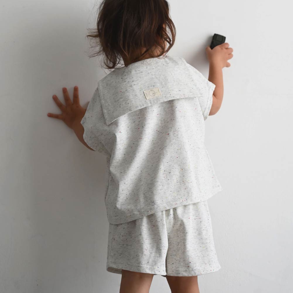 【春夏套裝】彩點水手領短袖套裝