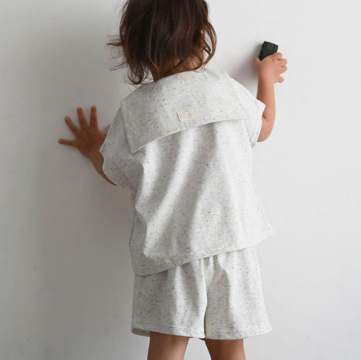 【春夏套裝】彩點水手領短袖套裝