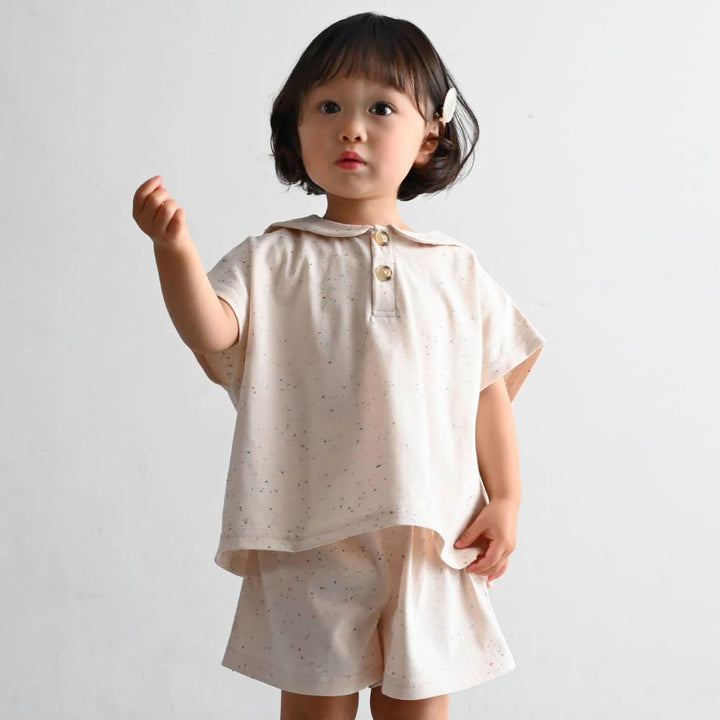 【春夏套裝】彩點水手領短袖套裝