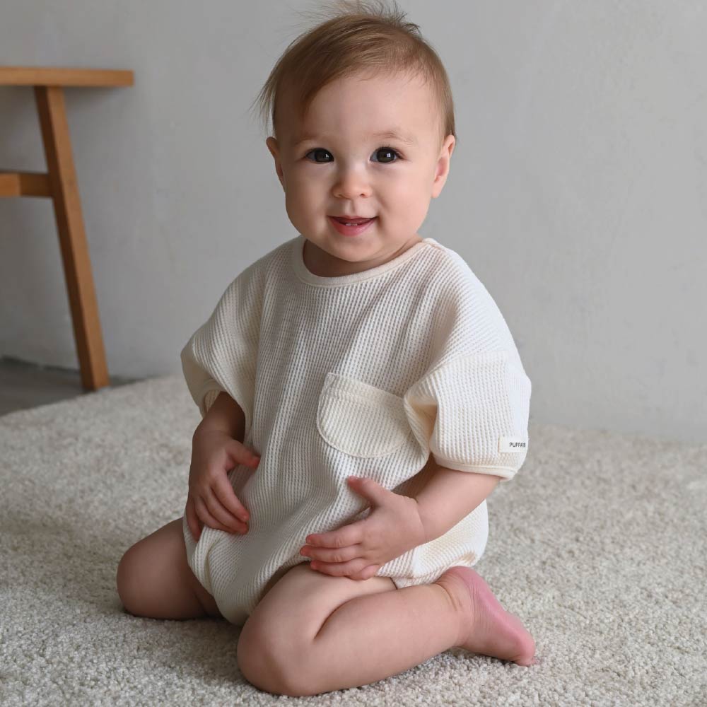 【春夏連身衣】蓬鬆感華夫格包屁衣