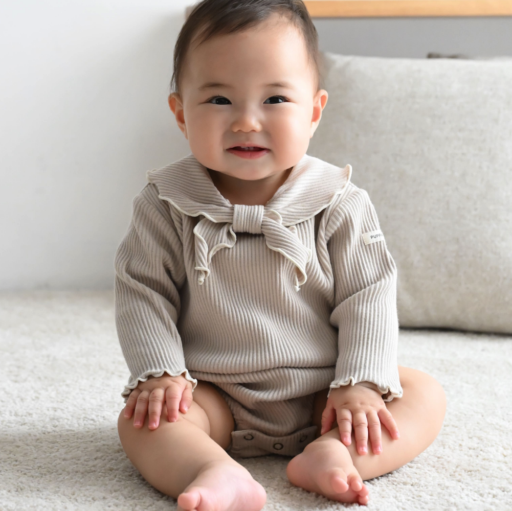 【秋冬連身衣】絲巾領 長袖包屁衣