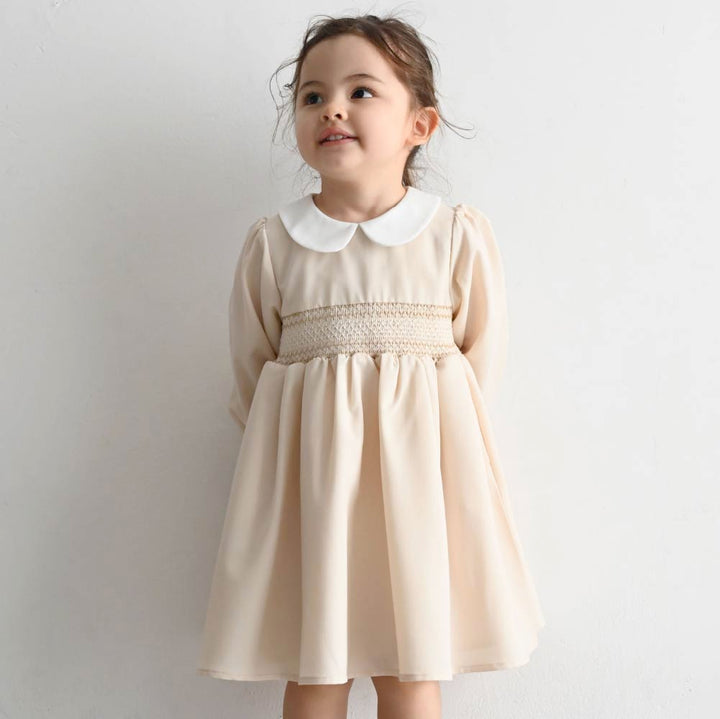 【春夏系列】優雅打褶繡 連身洋裝