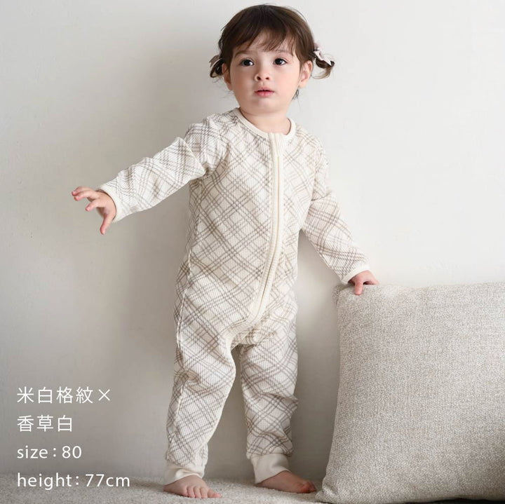 【春夏系列】雙拉鍊長袖華夫格 連身衣