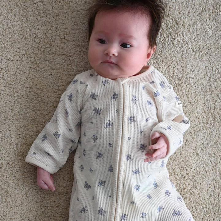 【春夏系列】雙拉鍊長袖華夫格 連身衣