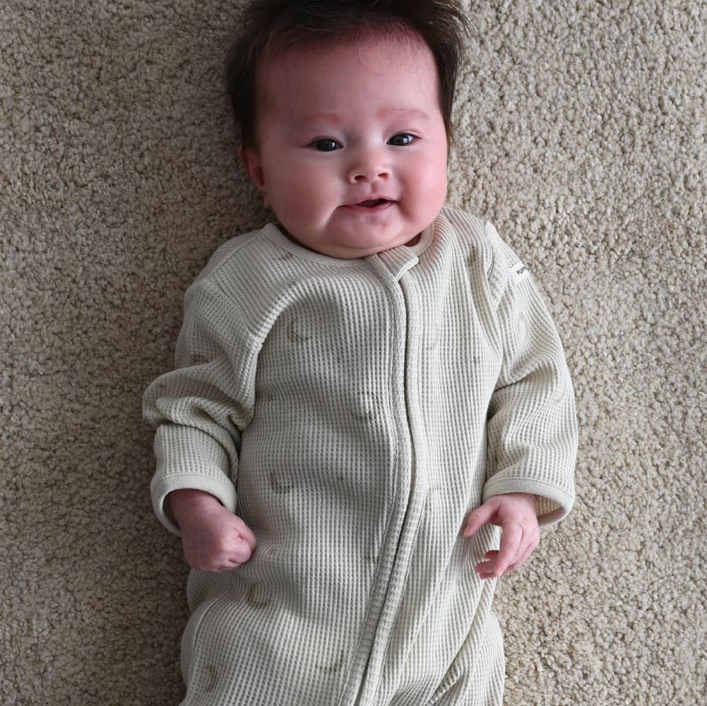 【春夏系列】雙拉鍊長袖華夫格 連身衣