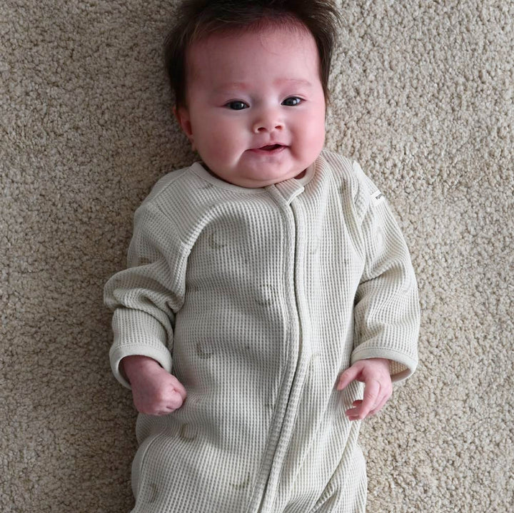 【春夏系列】雙拉鍊長袖華夫格 連身衣